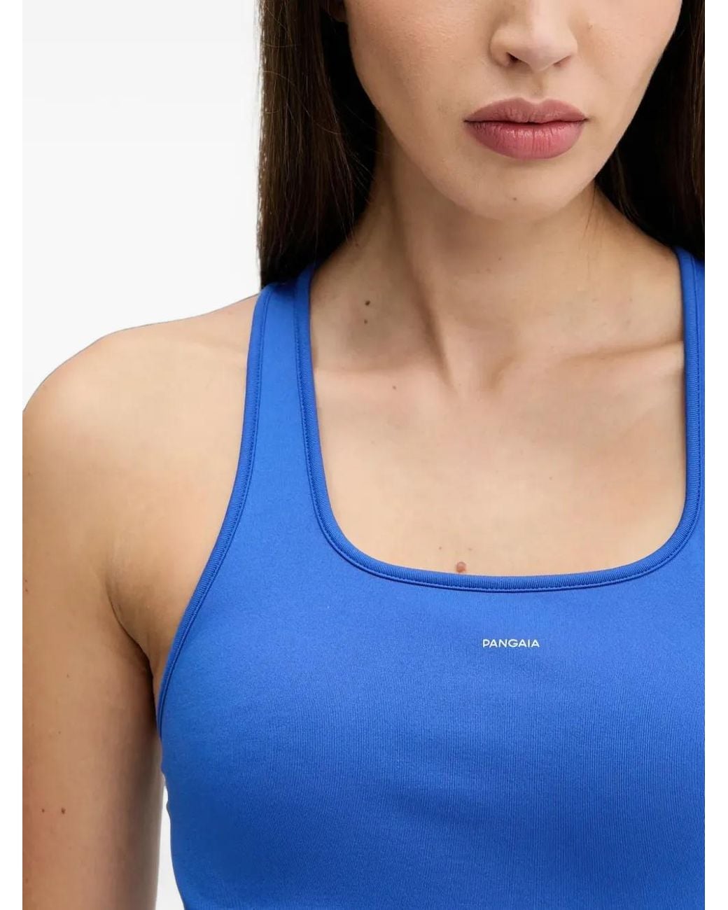 PANGAIA Blue Logo-Print Racerback Tank Top