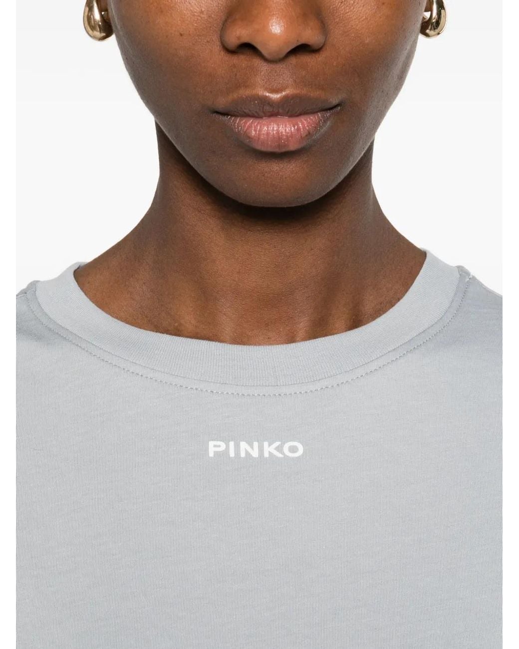 Pinko White Logo-Appliqué T-Shirt