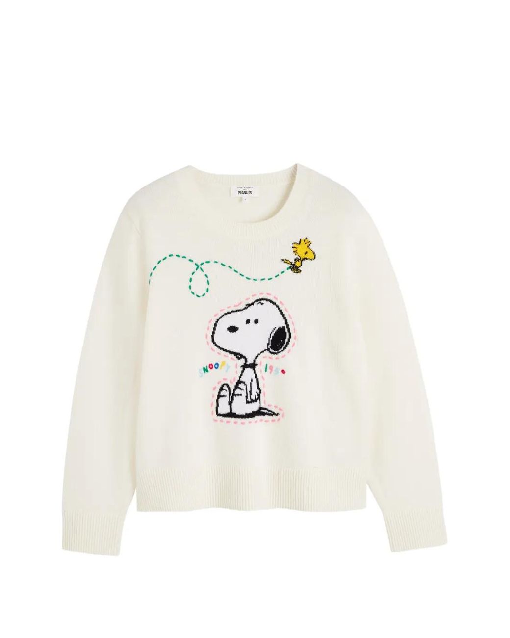Chinti & Parker White Snoopy Embroidered Sweater