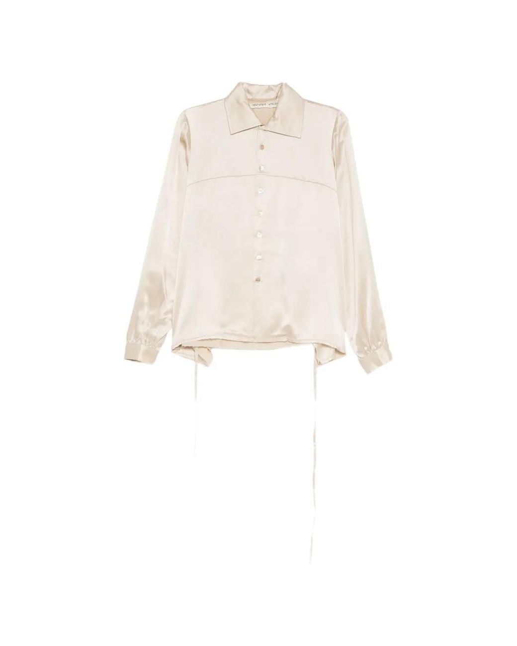 A Tentative Atelier White Drapy Washed Stitch Shirt