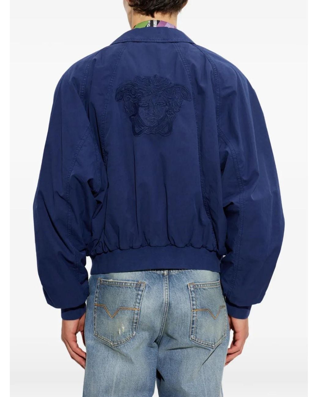 Versace Blue Medusa Embroidered Jacket for men