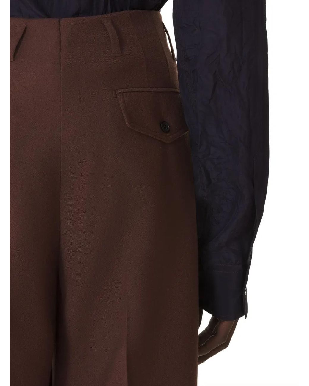 Lanvin Brown Pleated-Front Trousers for men