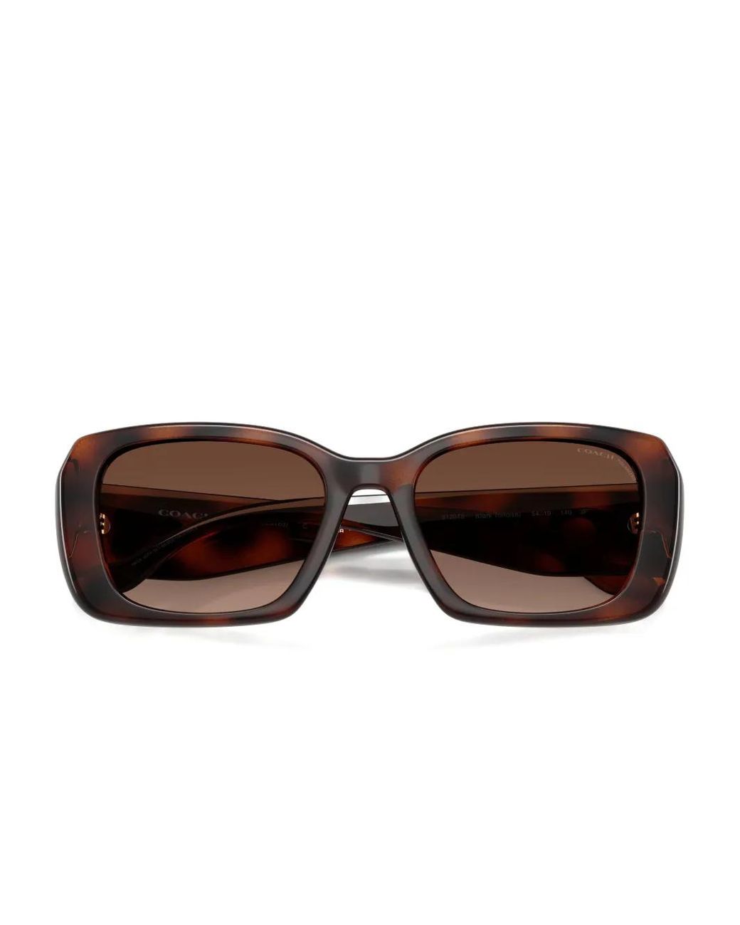 COACH Brown Maxi Sculpted C Logo-Plaque Rectangle-Frame Sunglasses