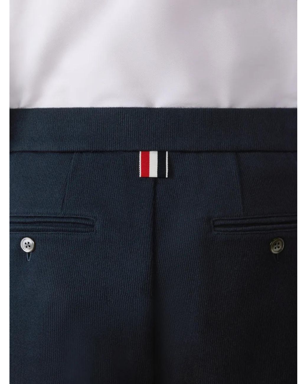 Thom Browne Blue Double Face Knit 4-Bar Bermuda Shorts for men