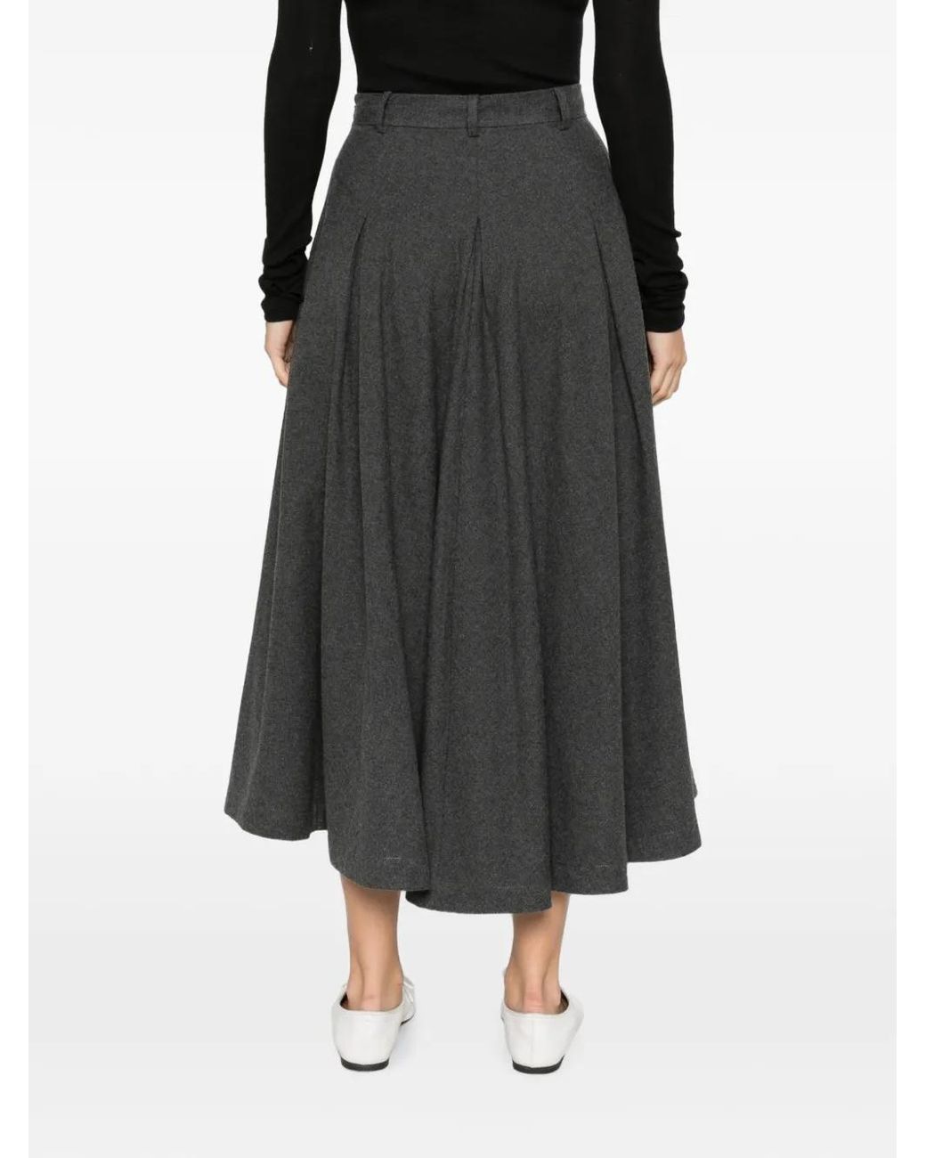 By Malene Birger Gray Jupe Trapèze Mi-Longue Eden Plissée