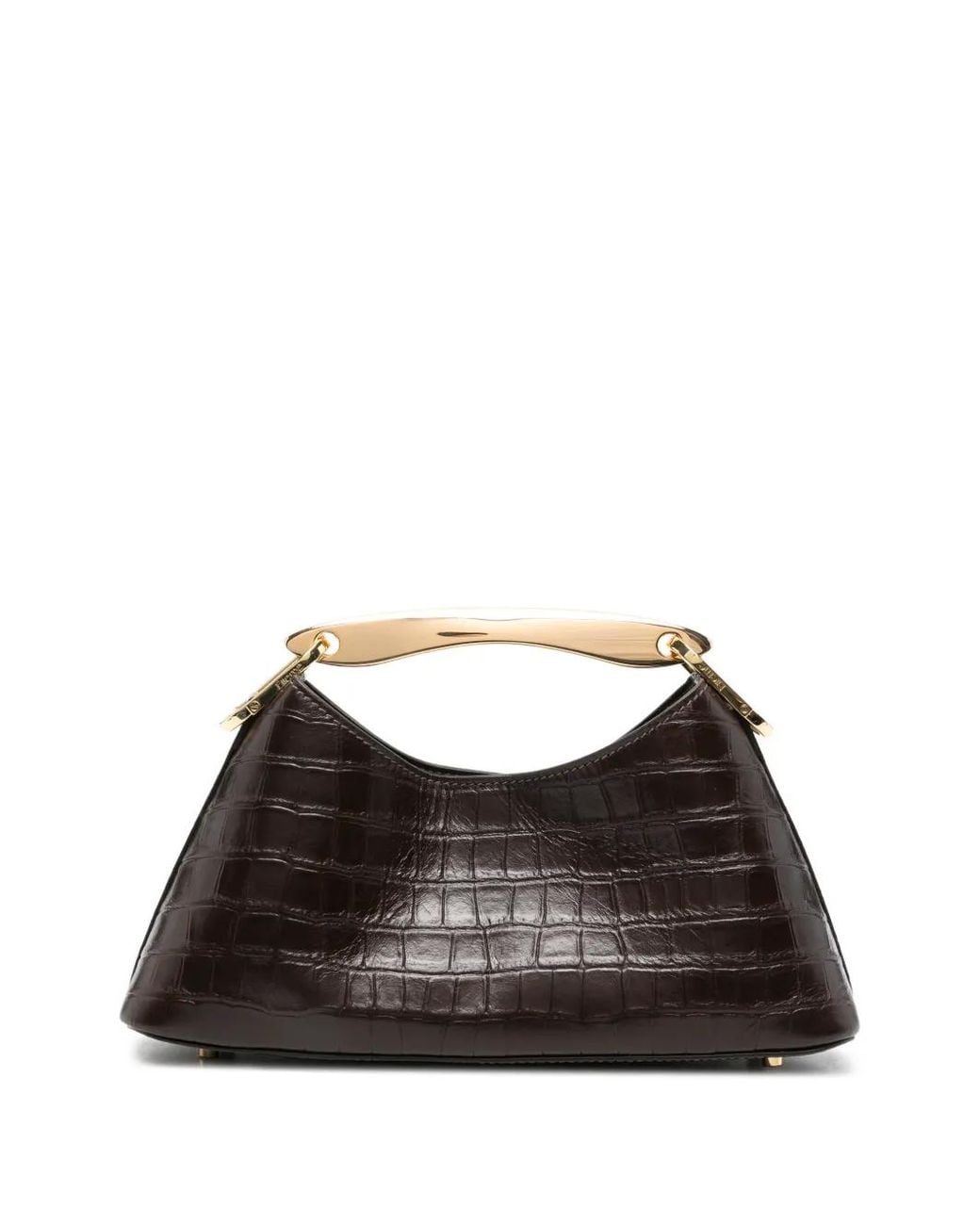 Elleme Black Mini Boomerang Croc-Effect Leather Tote Bag