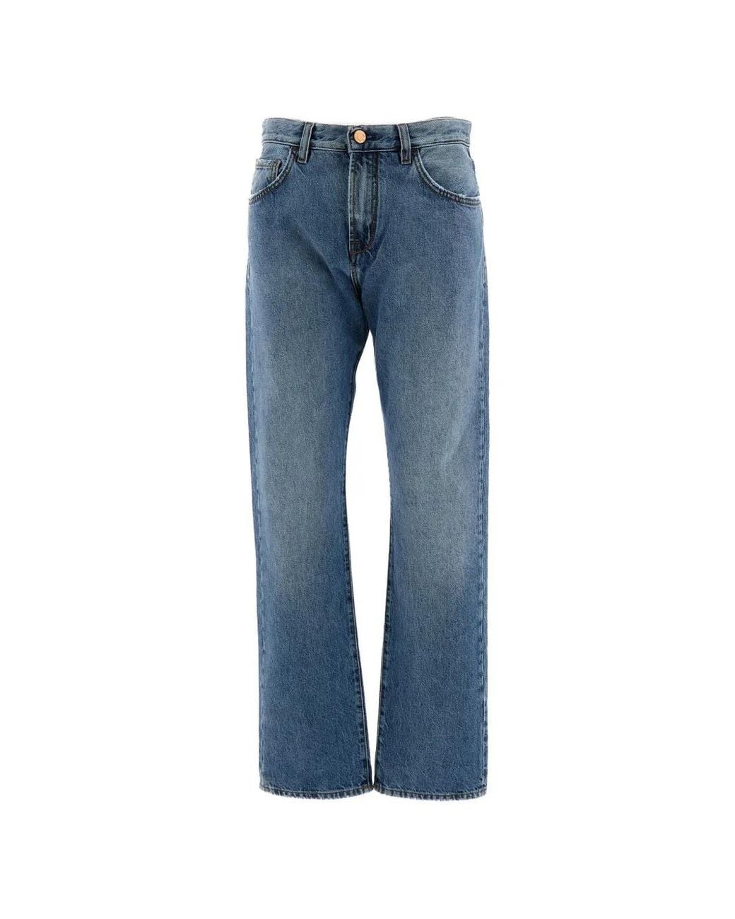 3x1 Blue Faded-Effect Straight-Leg Jeans