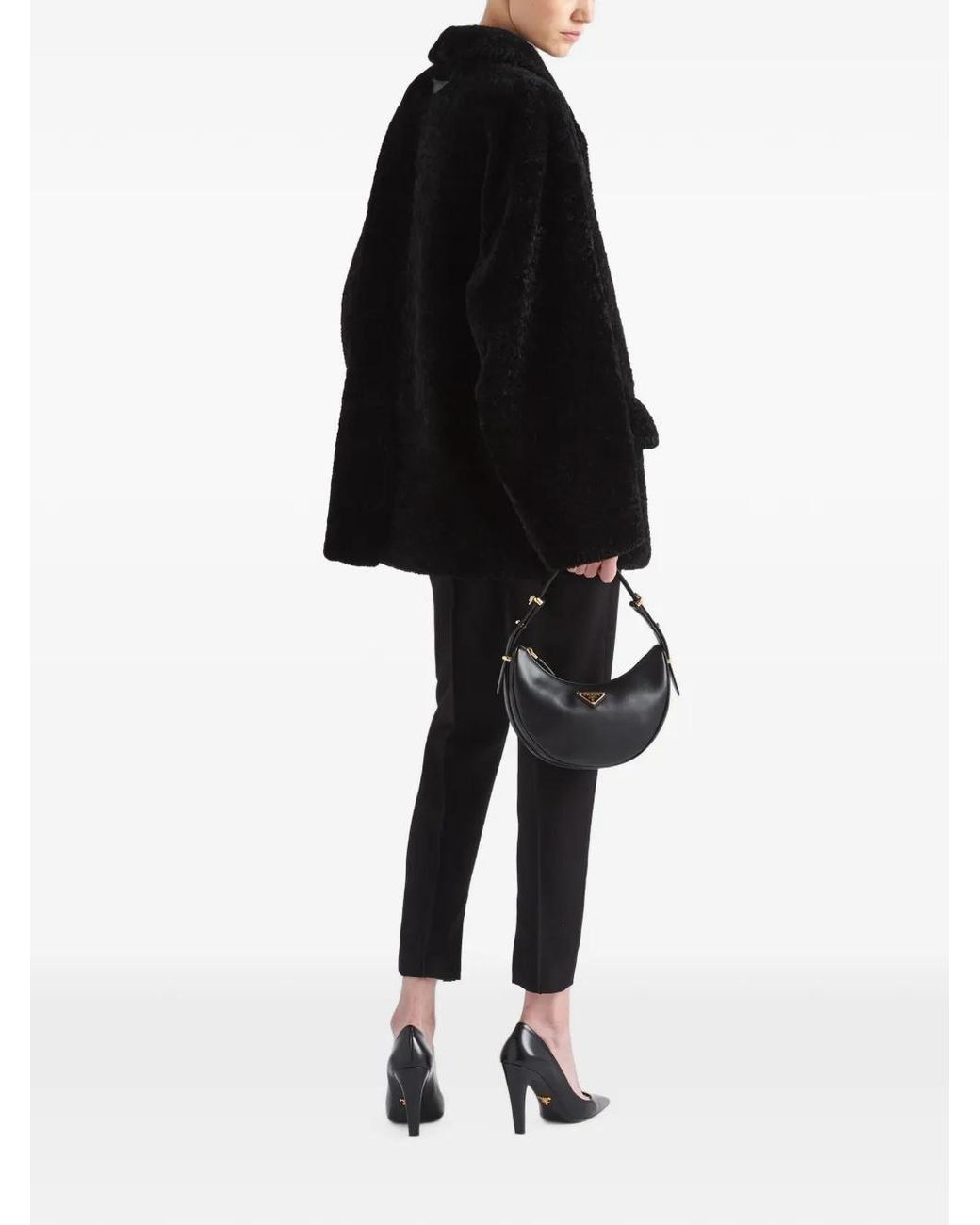 Prada Black Shearling Caban Jacket