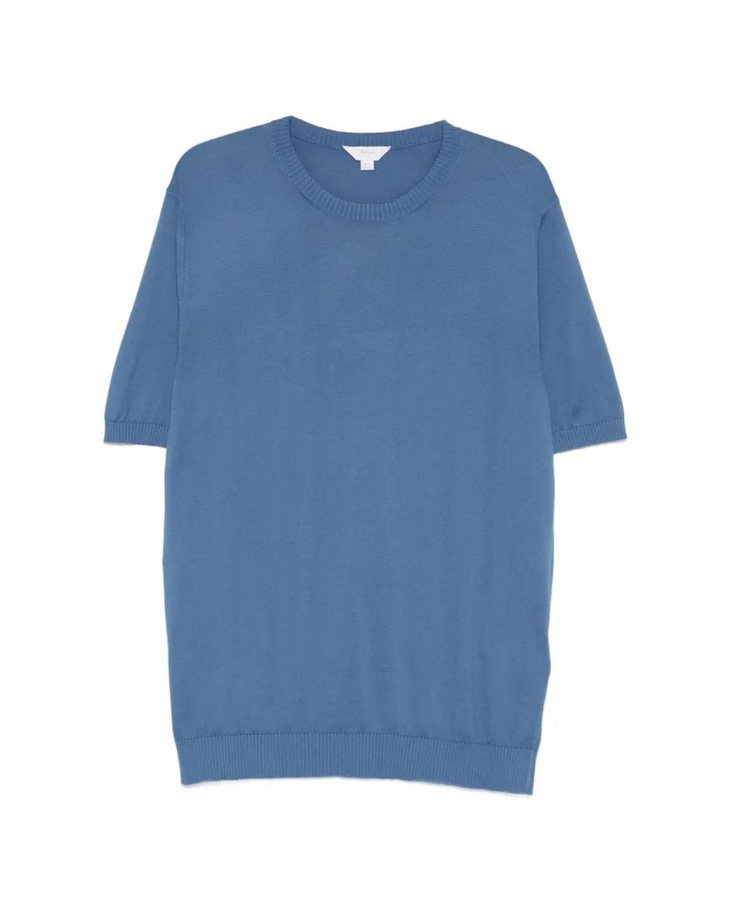 Malo Blue Crew-Neck Knit T-Shirt for men