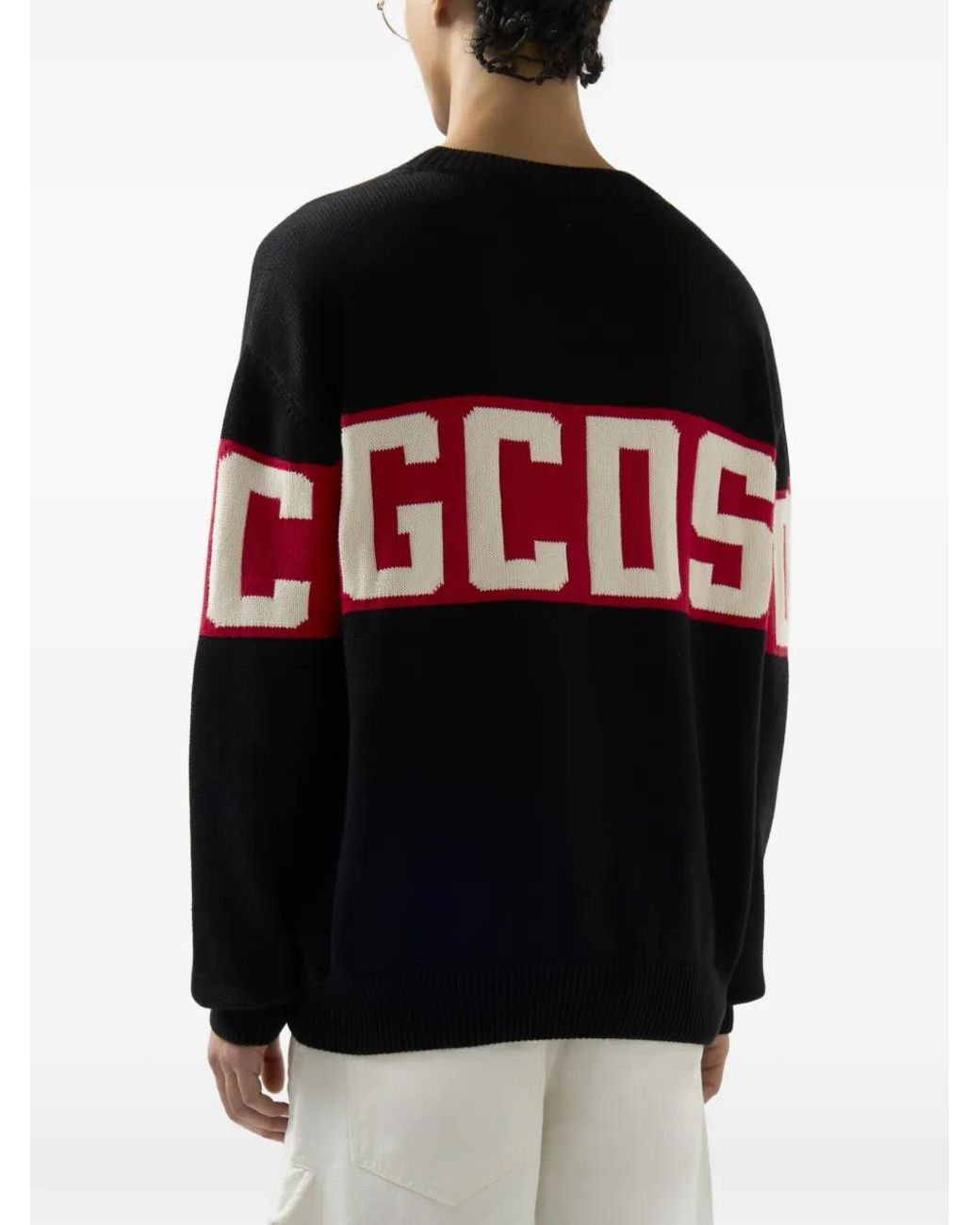 Gcds Black Band Logo Wool Sweater for men