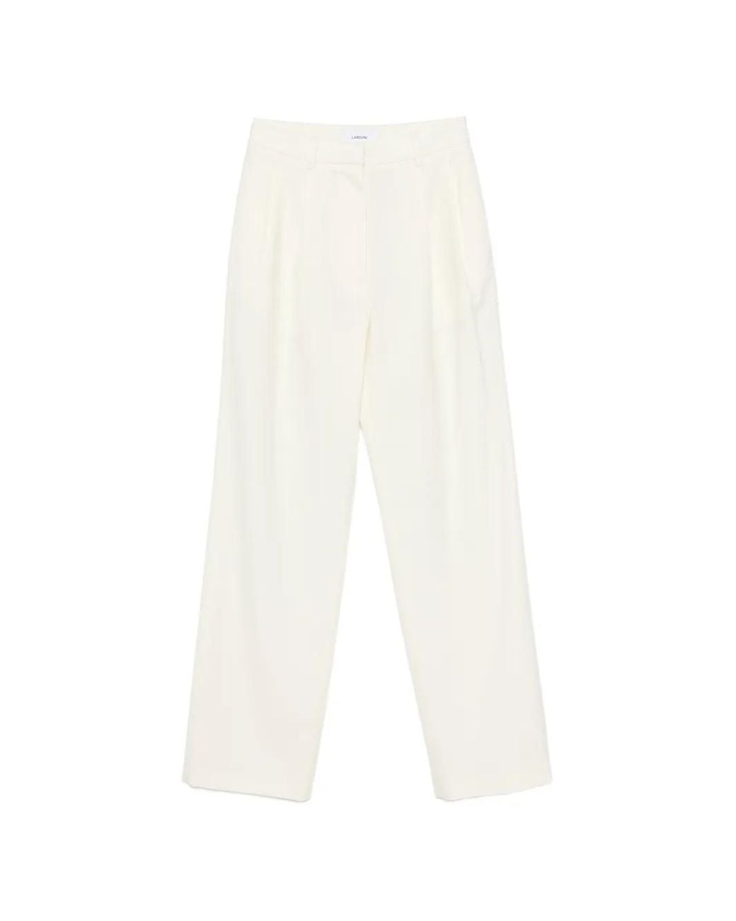 Lardini White Pleat-Detail Wide-Leg Trousers