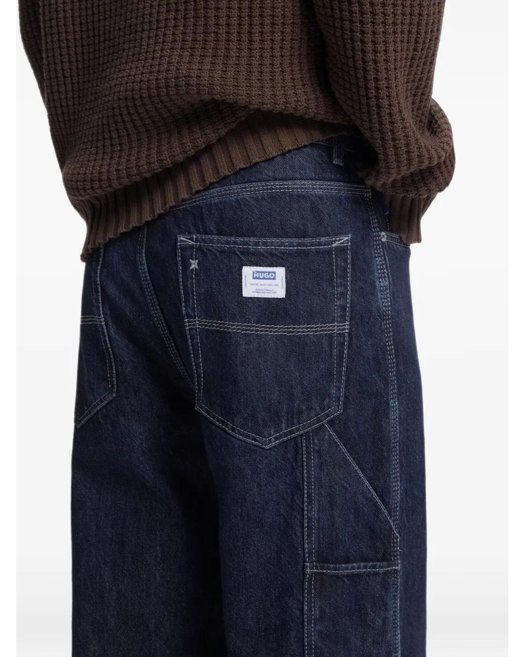 HUGO Blue Baggy-Fit Jeans for men