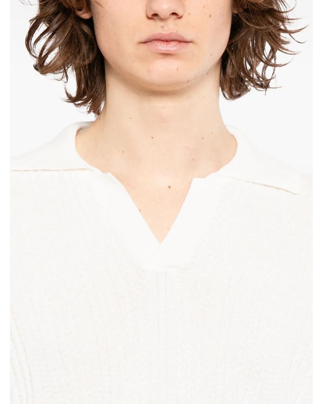 Canali White Textured Top for men