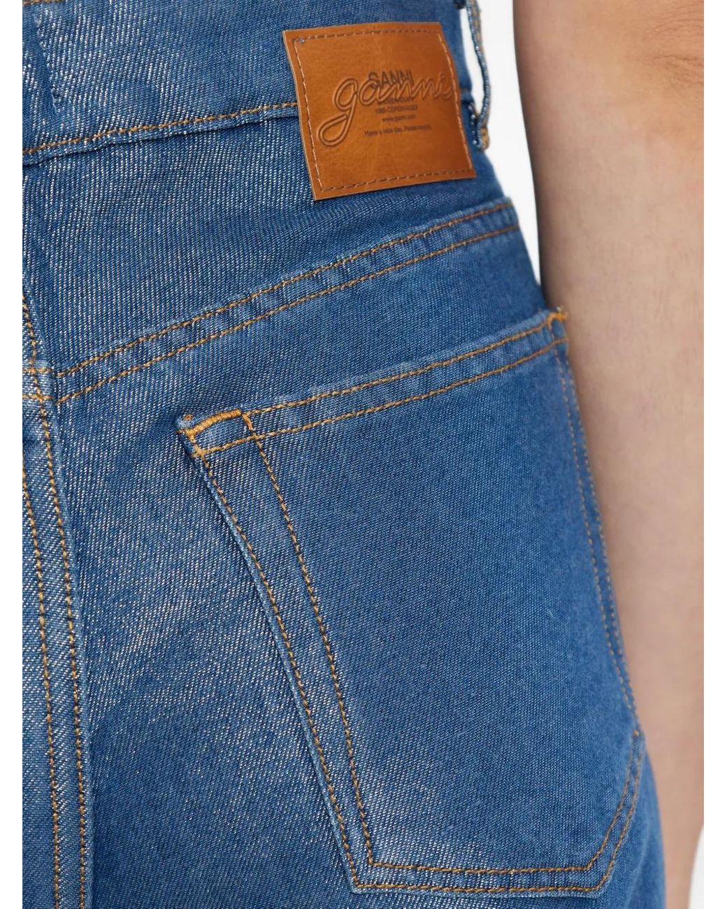 Ganni Blue Metallic-Effect Jeans