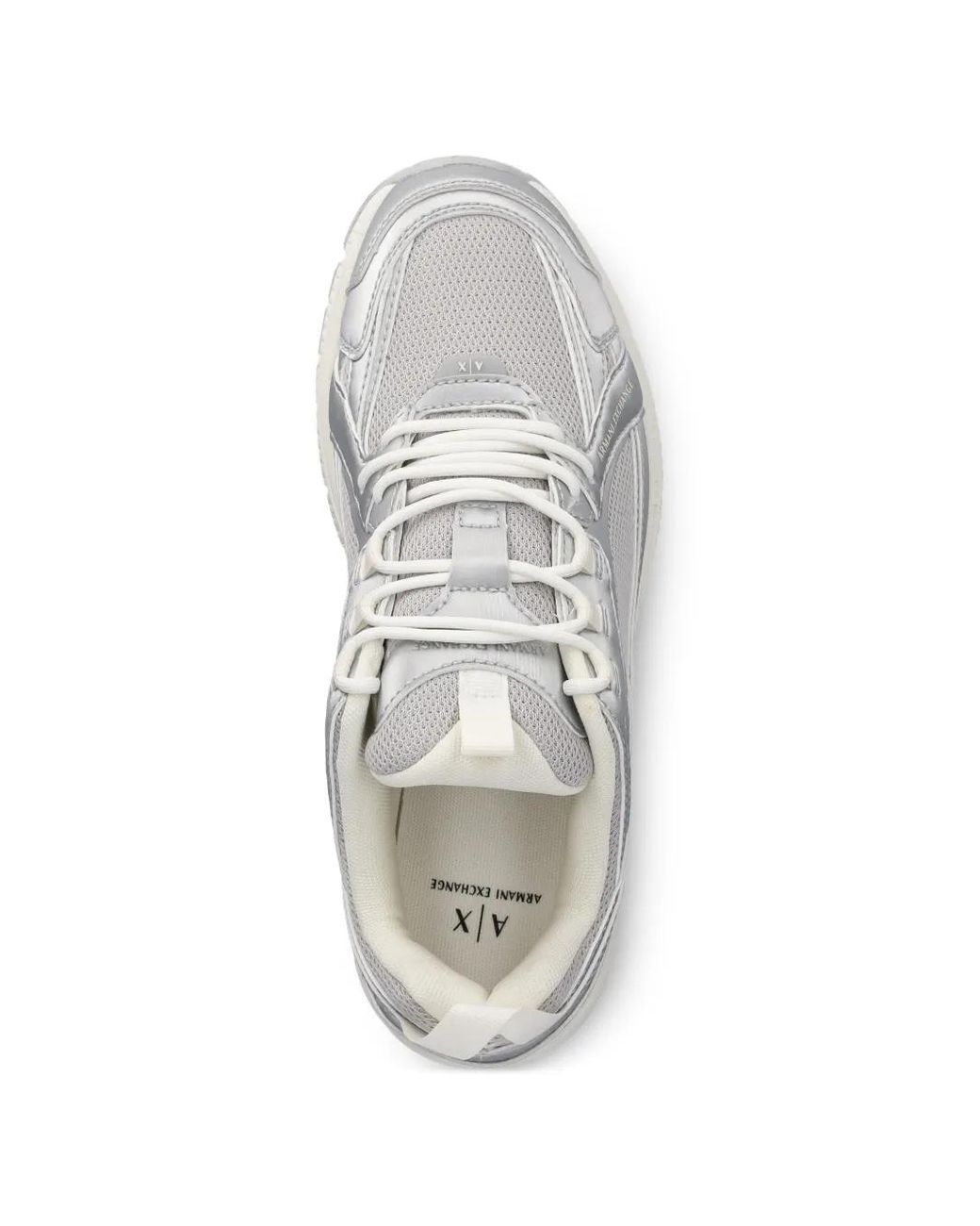 ARMANI EXCHANGE White Round-Toe Lace-Up Sneakers for men