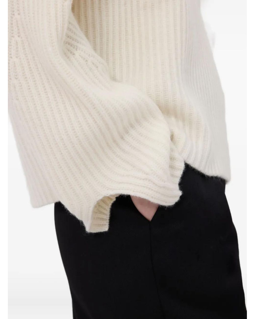 Loulou de Saison White Axel Ribbed Crew-Neck Sweater