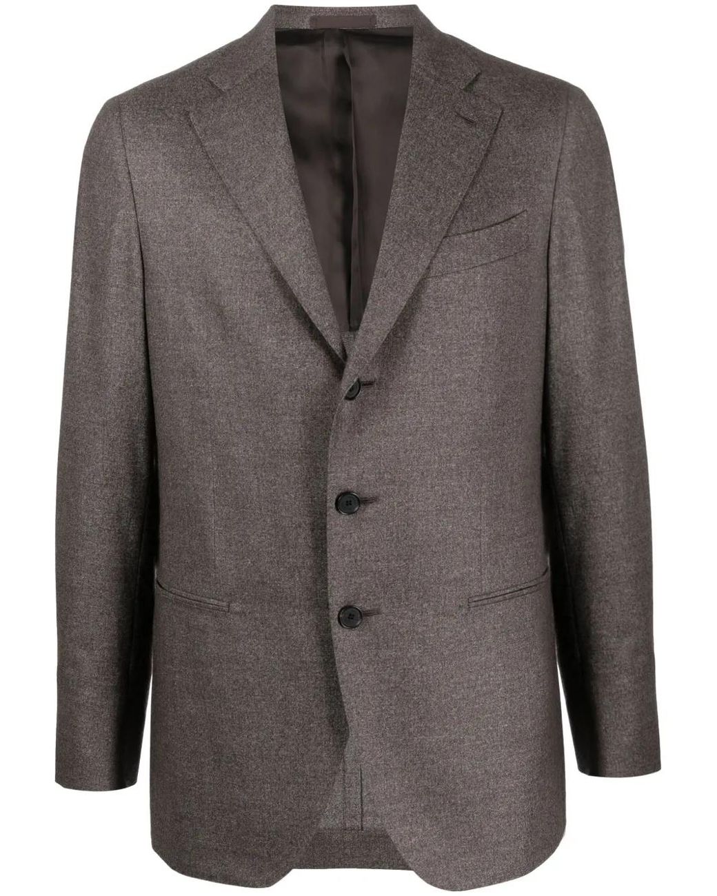 Caruso Gray Single-Breasted Wool Blazer for men