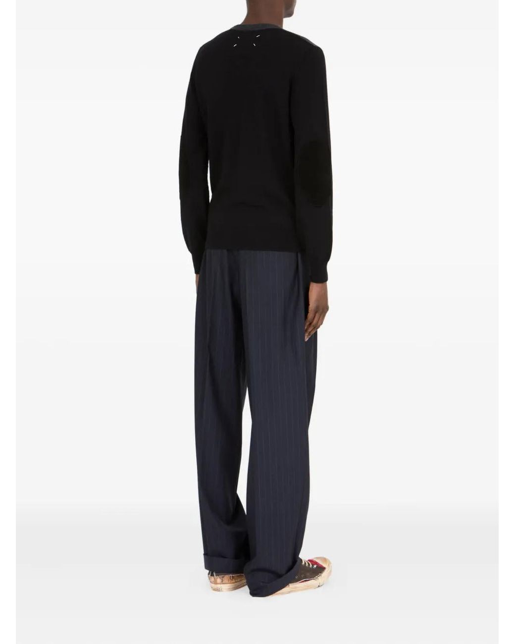 Maison Margiela Black Two-Tone Wool Crewneck T-Shirt for men