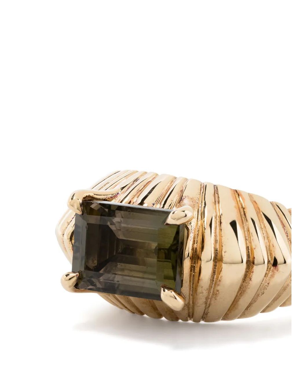 Lizzie Mandler Metallic 18Kt Xl Fluted Crescent Tourmaline Ring