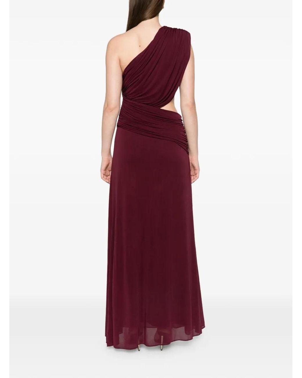 Arcina Ori Red Robe Longue Sophie Asymétrique À Découpes