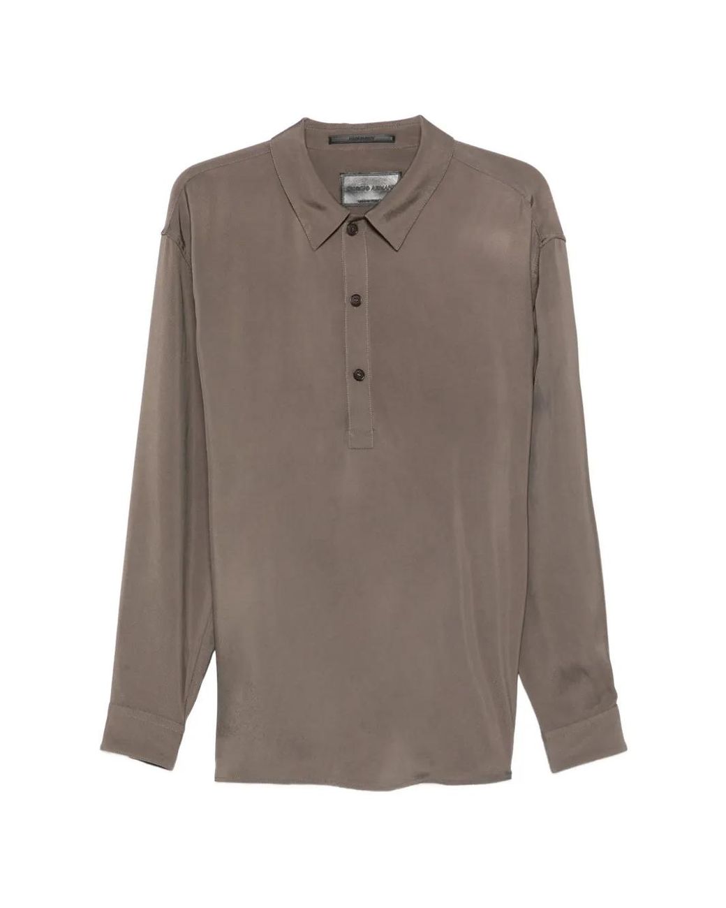 Giorgio Armani Brown Buttoned Long-Sleeve Polo Shirt for men