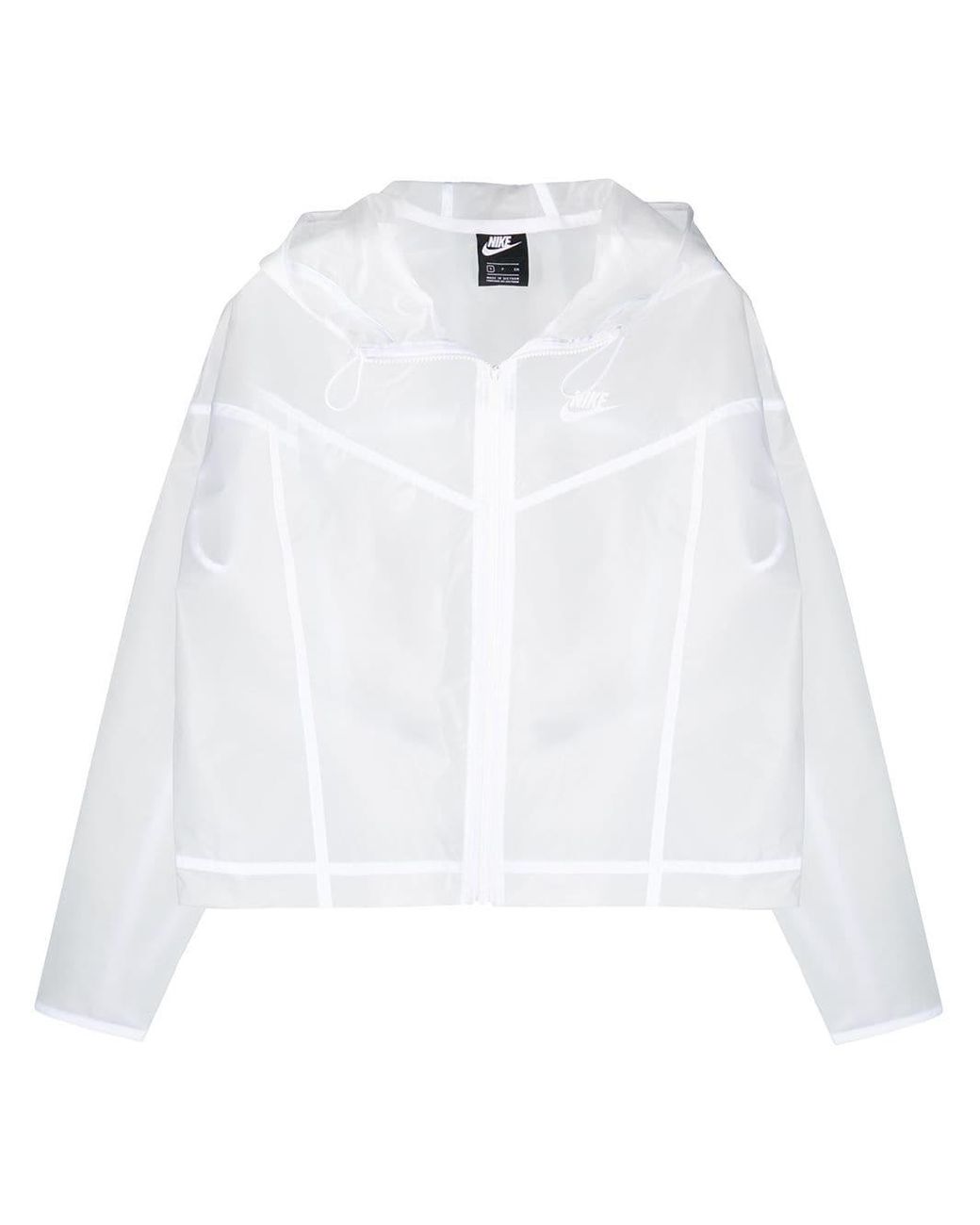 Nike Logo Print Sheer Jacket in White | Lyst