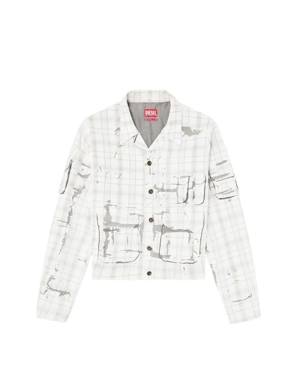 DIESEL White Denim Jacket With Peel-Off Effect for men