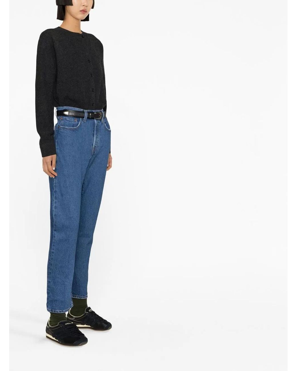 Levi's Blue 501 Cropped Straight-Leg Jeans