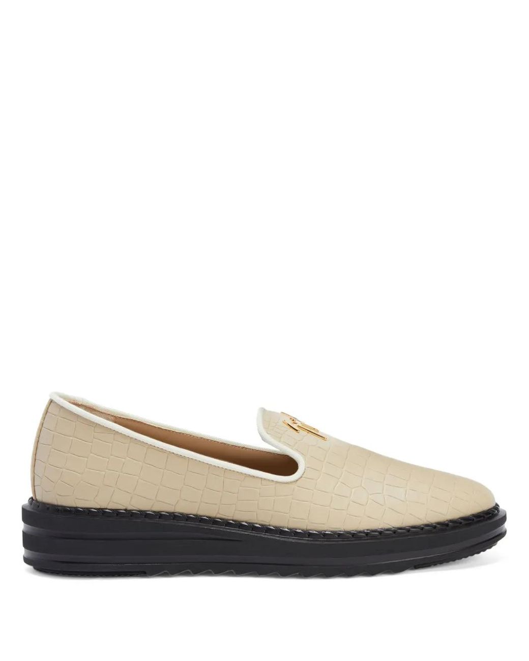 Giuseppe Zanotti Natural Tim Logo-Lettering Loafers