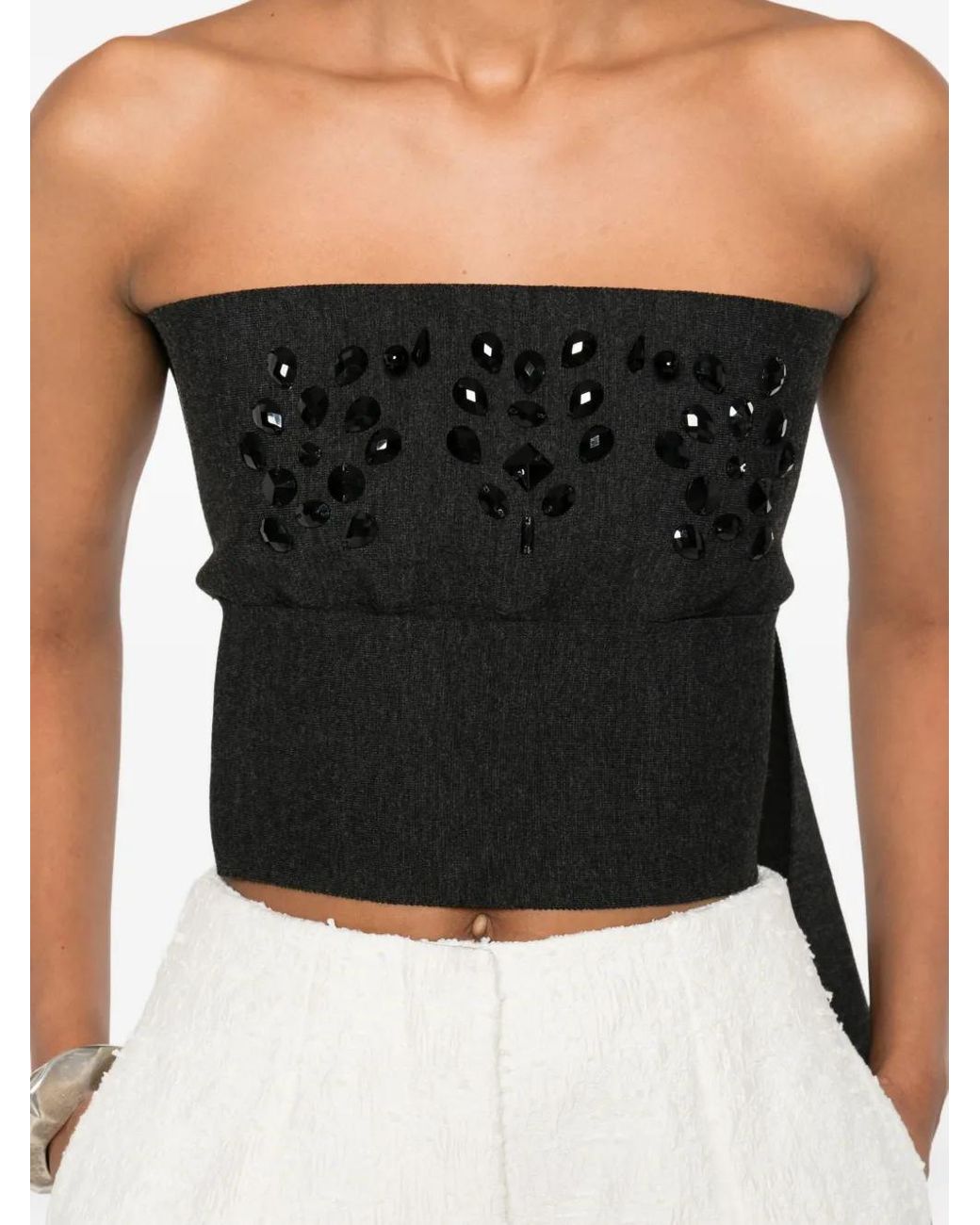 Alberta Ferretti Verfraaide Wollen Top in het Black