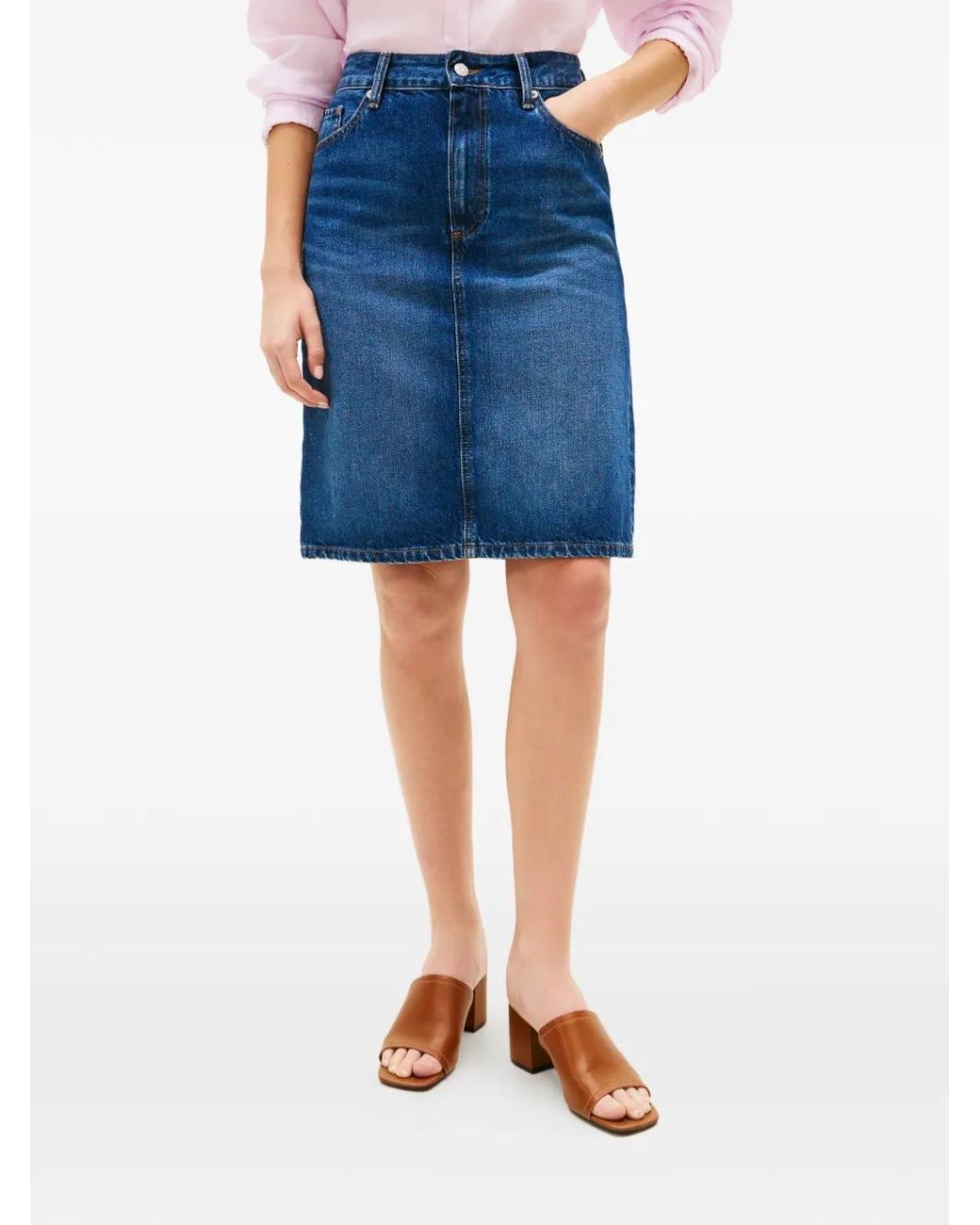 Tommy Hilfiger Blue Five-Pocket-Style Mini Skirt
