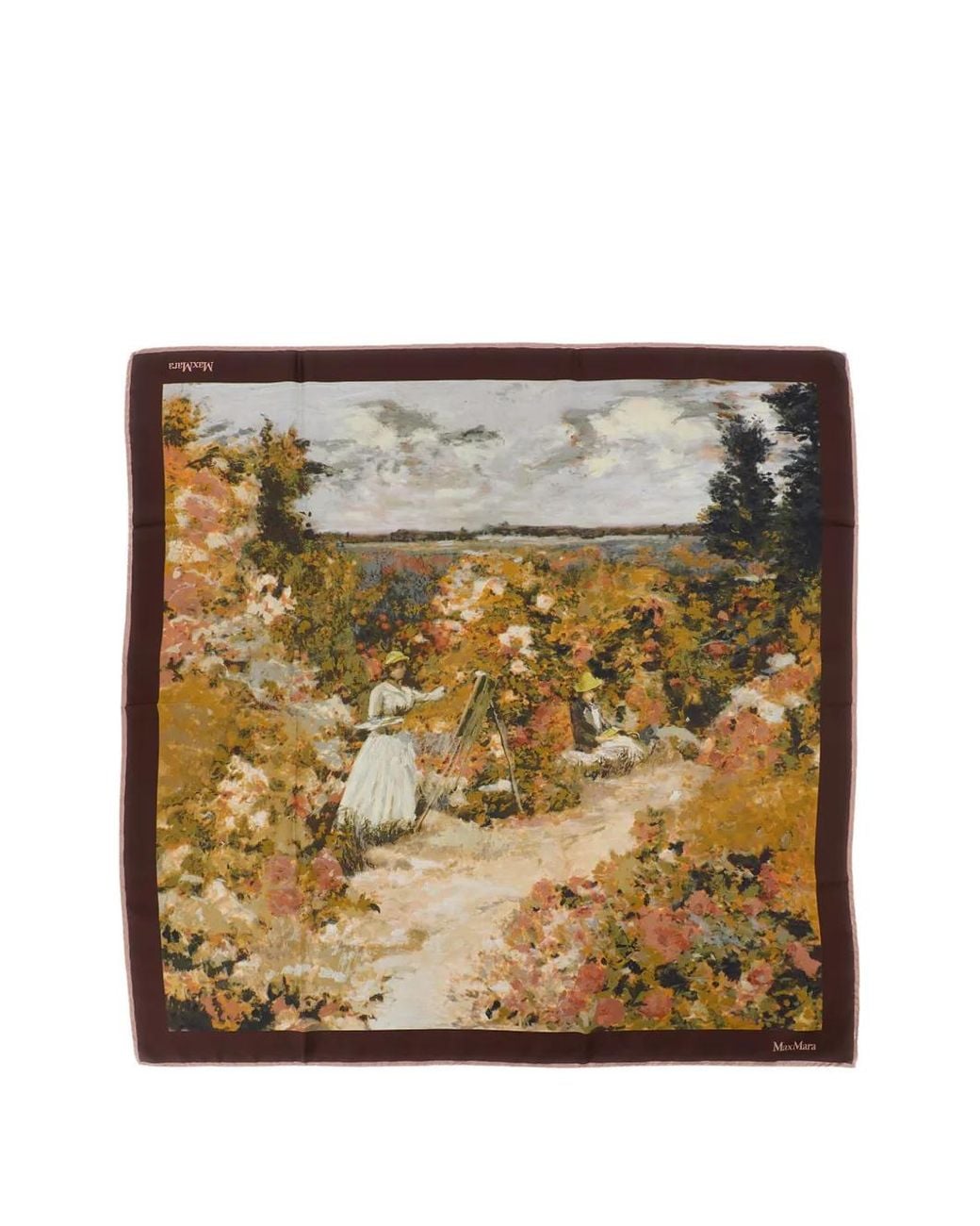 Max Mara Metallic Graphic-Print Silk Scarf