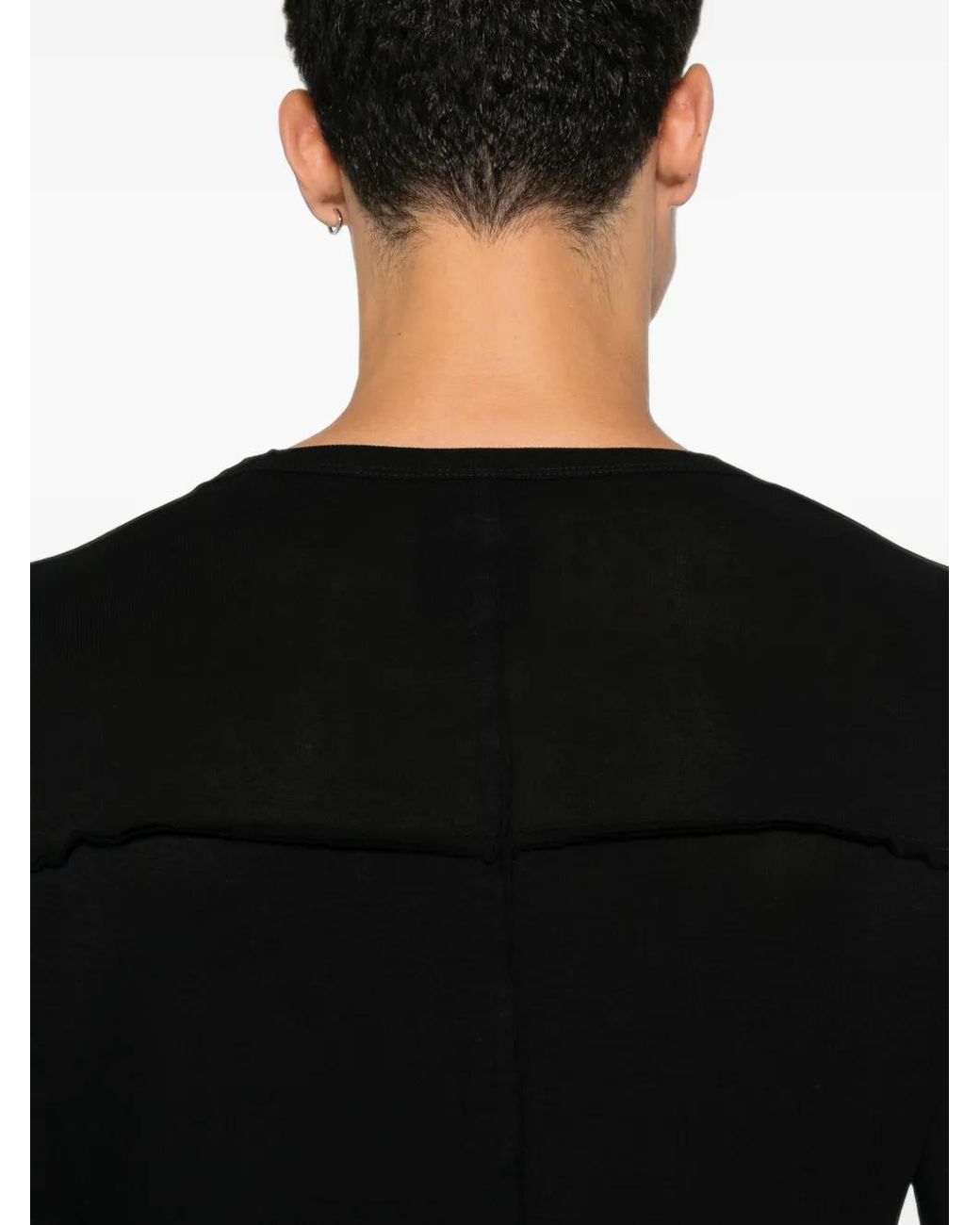 Thom Krom Black Thumb-Slot Raw-Edge Long-Sleeve T-Shirt for men