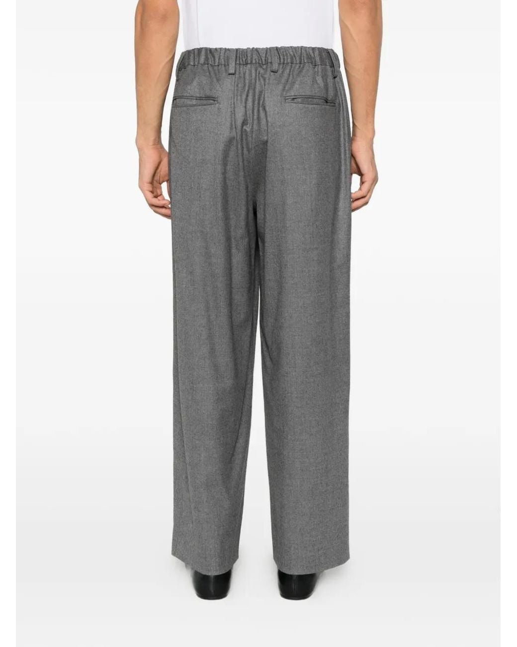 Ssstein Gray Pleated Wide-Leg Trousers for men