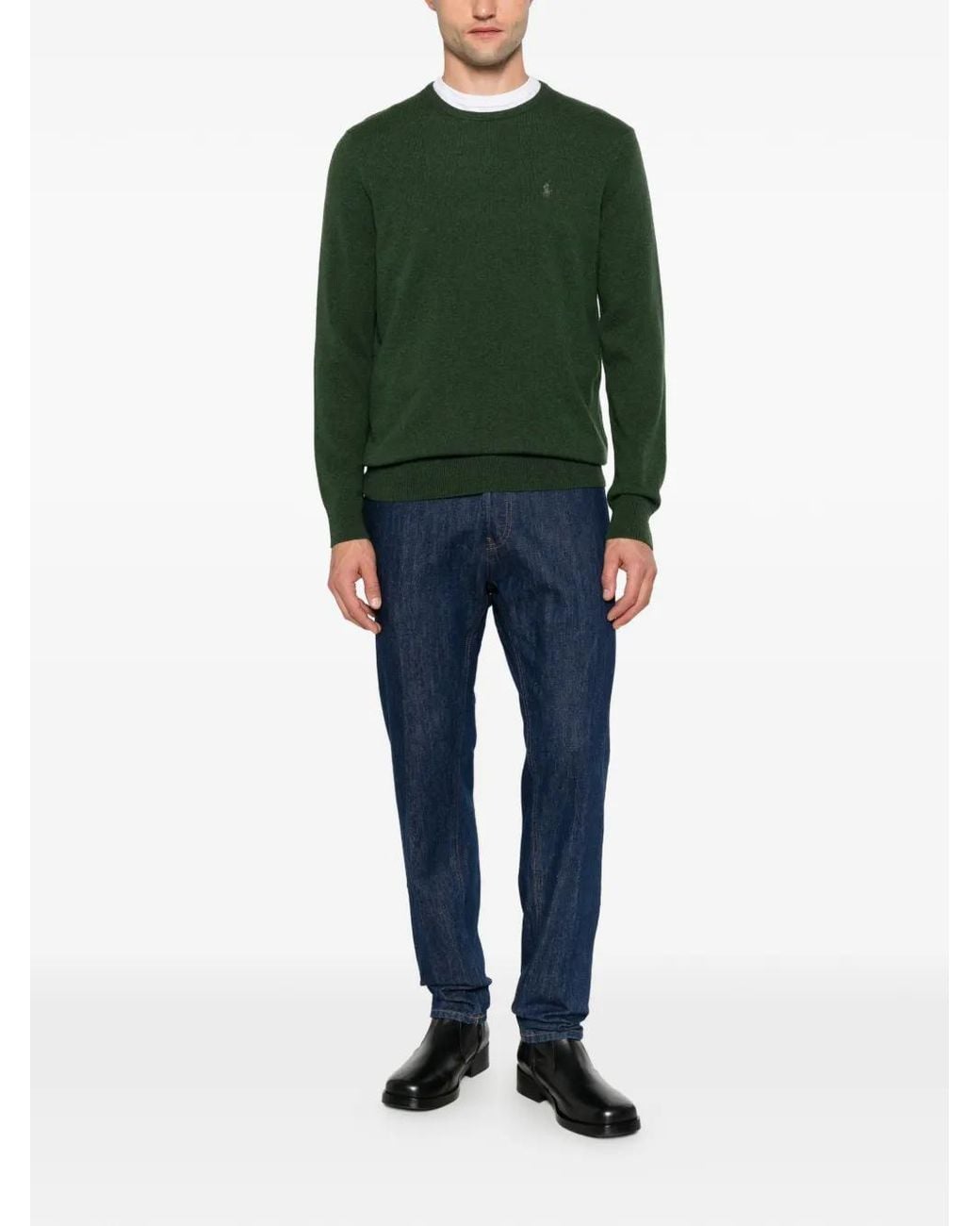 Polo Ralph Lauren Green Logo-Embroidered Crew-Neck Sweater for men