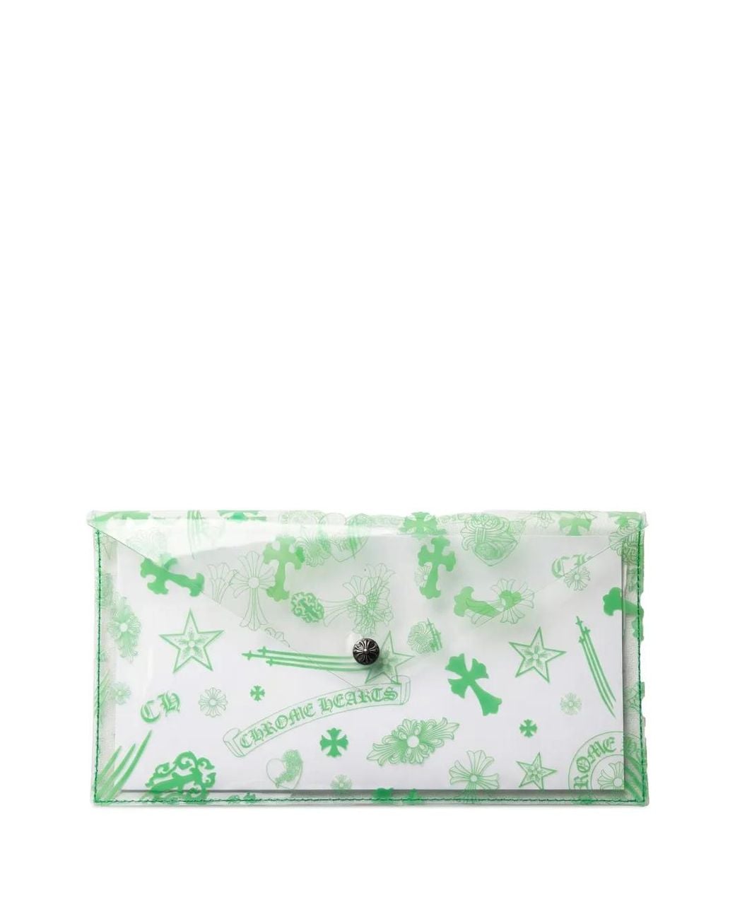Chrome Hearts Green Logo-Print Transparent Pouch for men