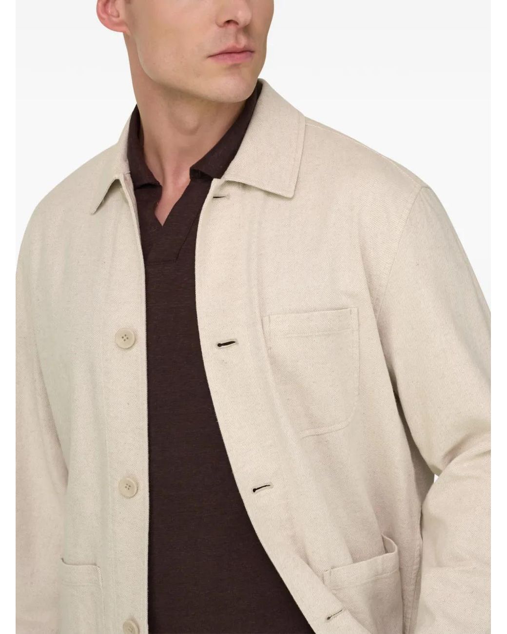 Boggi White Diagonal Shacket for men