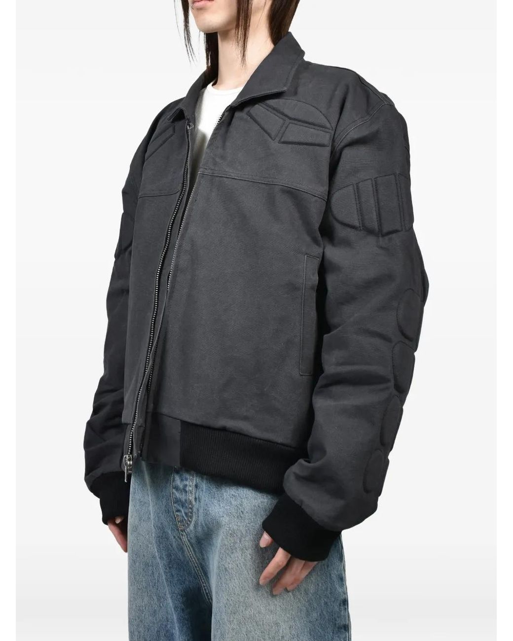 Satoshi Nakamoto Black Padded Panelled Bomber Jacket for men