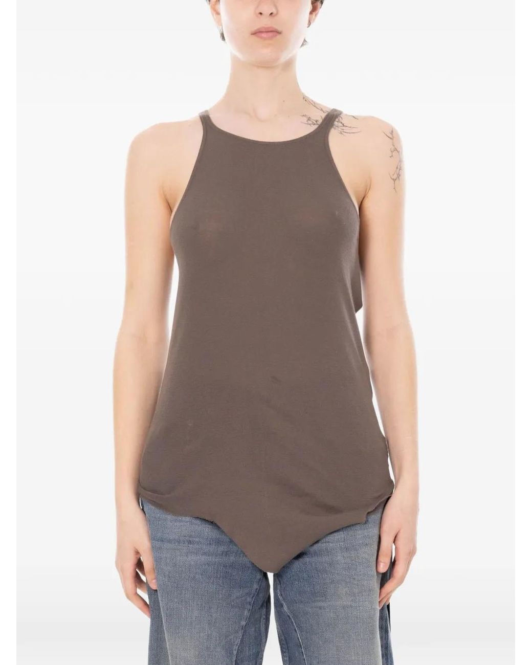 Rick Owens Brown Débardeur À Dos Nageur