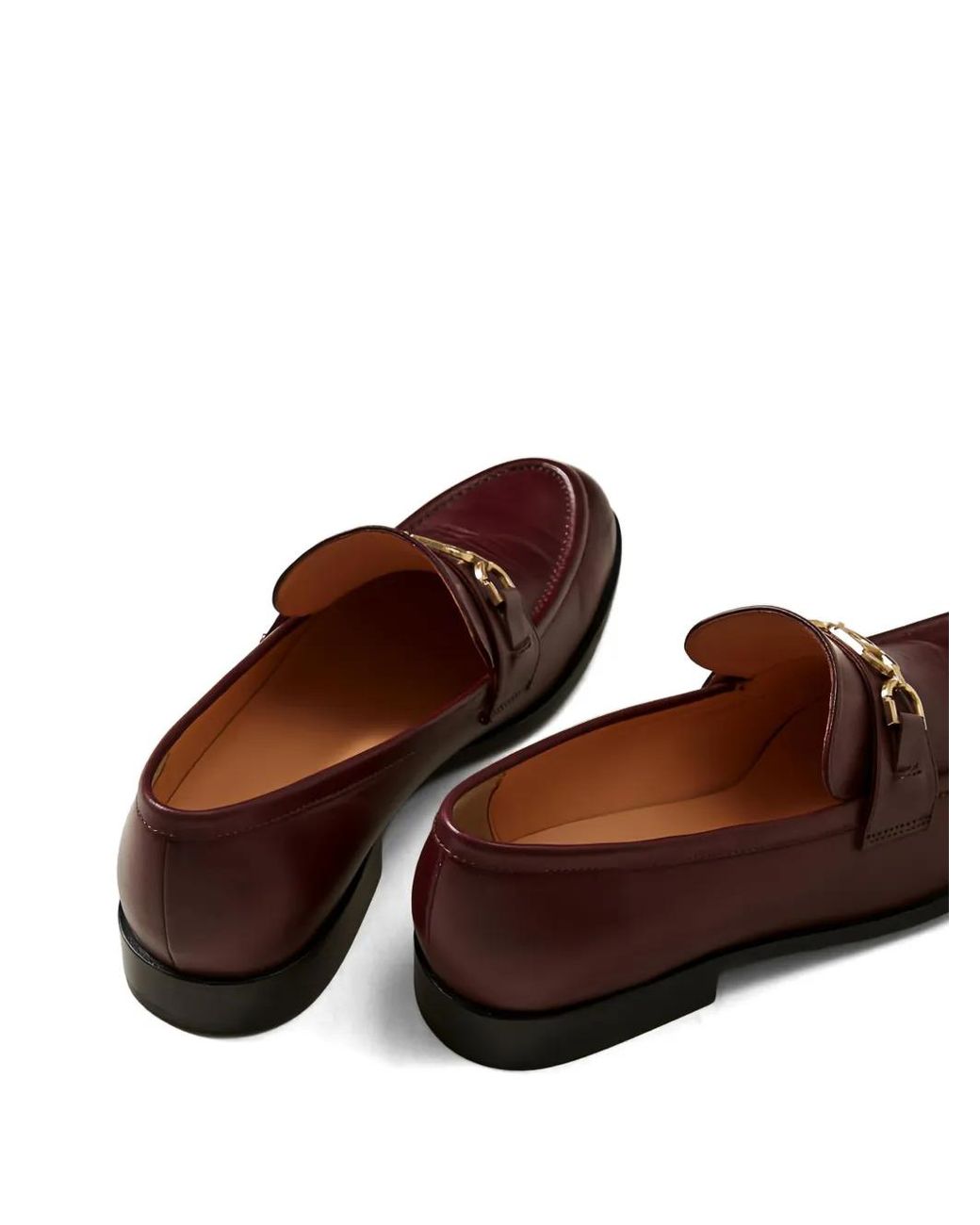 Twinset Brown Oval-T Clasp Leather Loafers