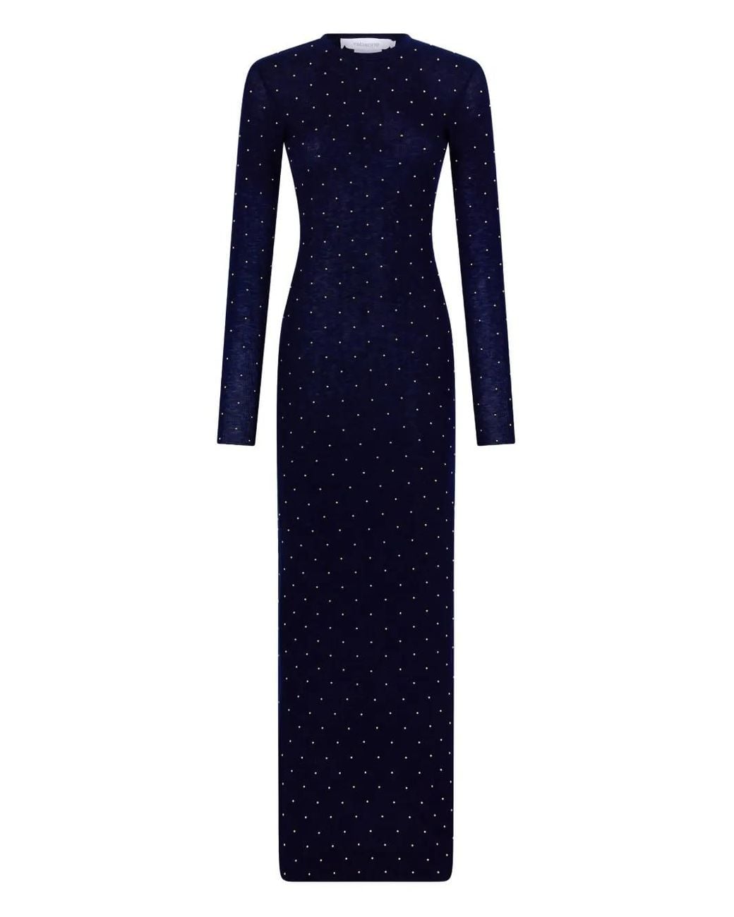 Rabanne Blue Beaded Long-Sleeve Gown