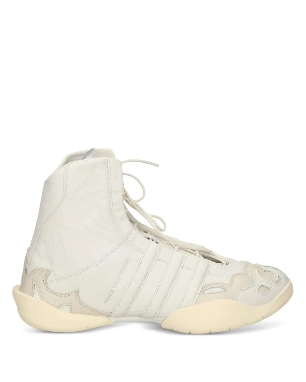 Y-3 Natural Regu 2002 Hi Lace-Up Leather High-Top Trainers