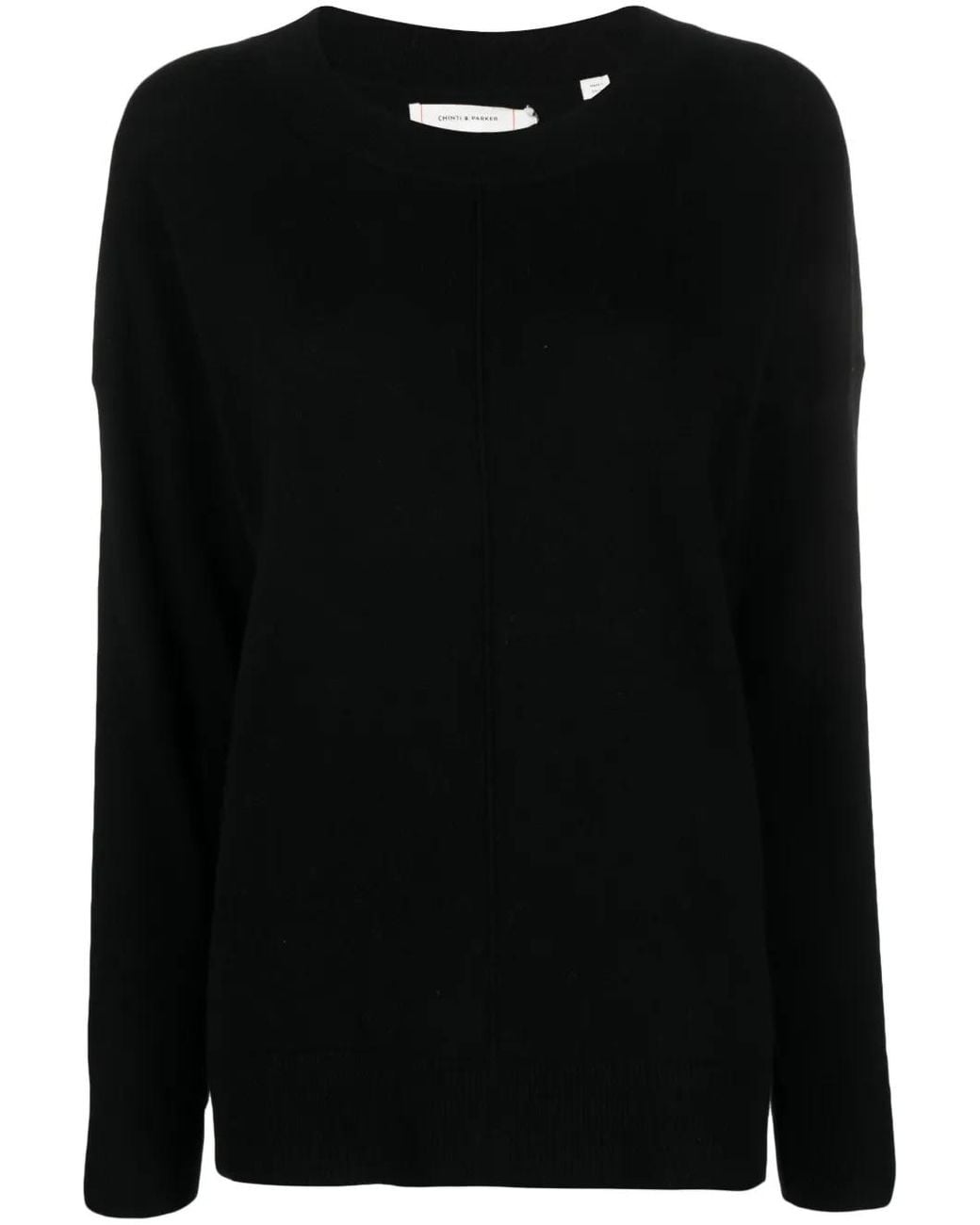 Chinti & Parker Black Long-Sleeve Fine-Knit Sweater