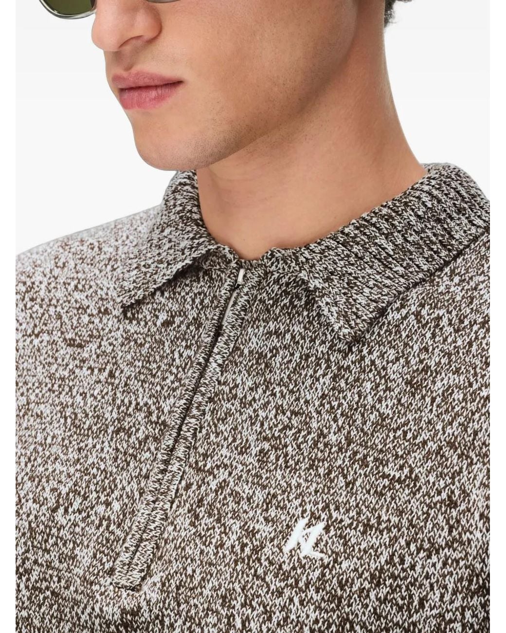 Karl Lagerfeld Gray Zip-Fastening Long-Sleeve Polo Shirt for men