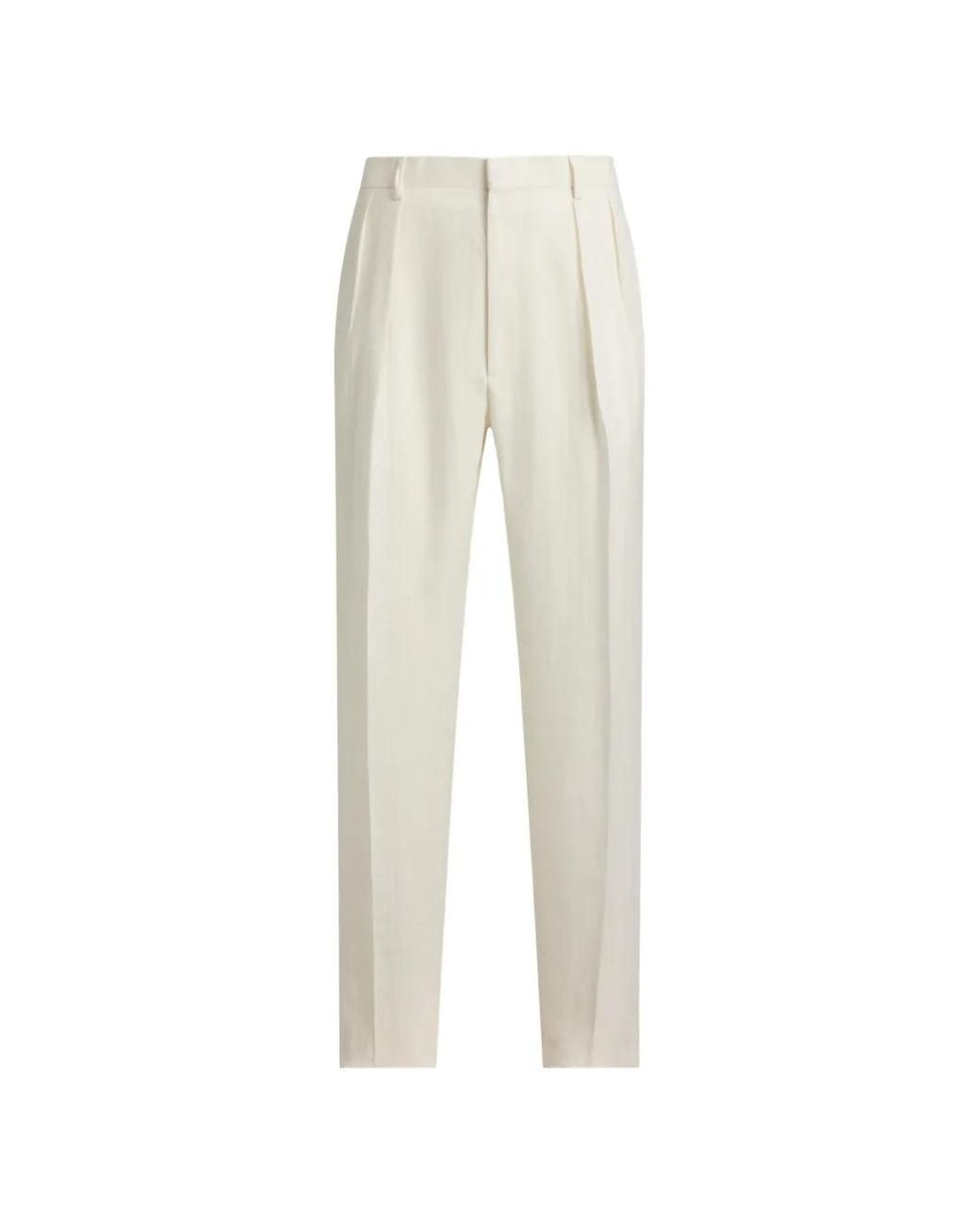 Ralph Lauren White Pleated Trousers for men