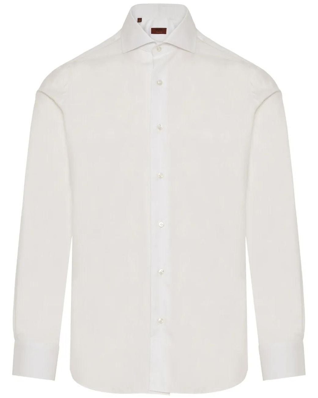 Barba Napoli White Spread Collar Shirt for men