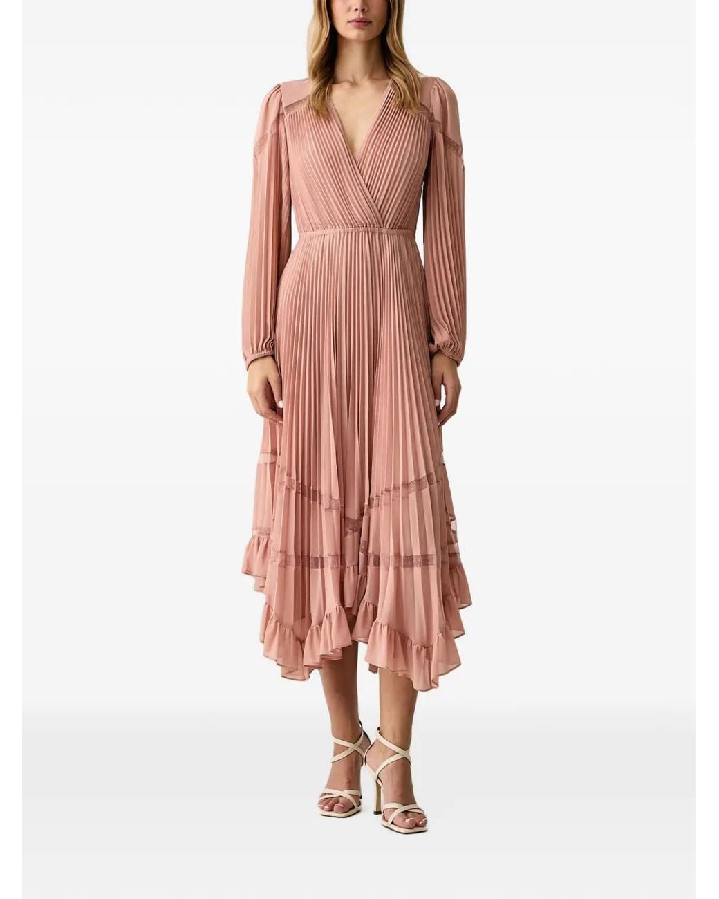 Twinset White Long Pleated Georgette Dress