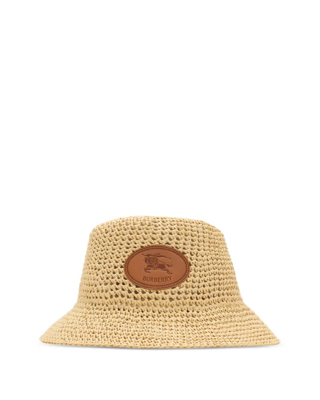 Burberry Natural Knight Stamp Raffia-Effect Bucket Hat for men