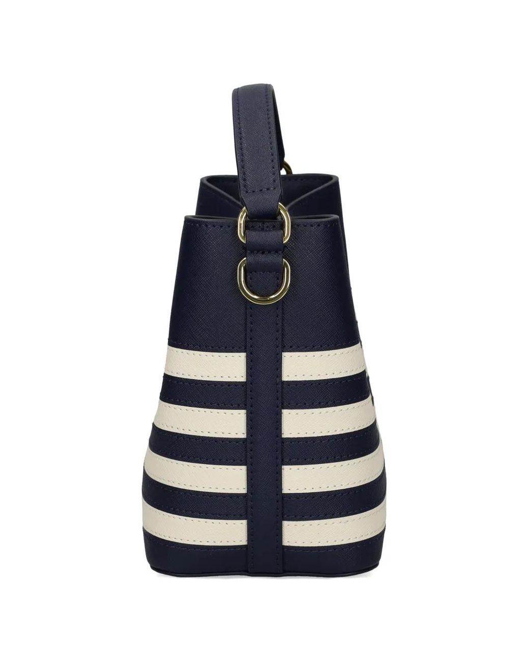 Ralph Lauren Blue Striped Leather Satchel
