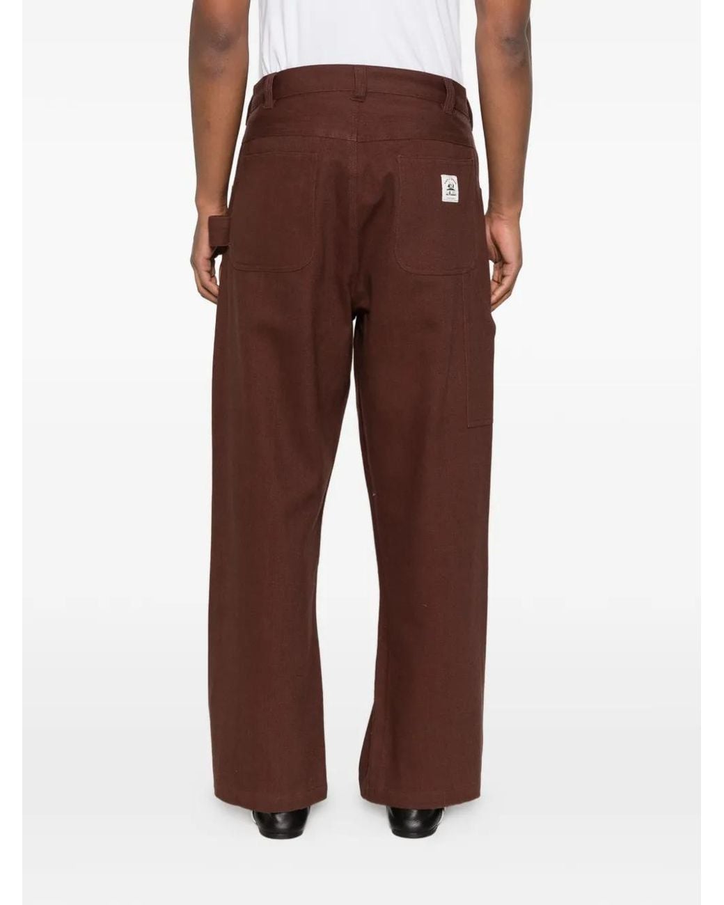 Bode Brown Patch-Detail Trousers for men